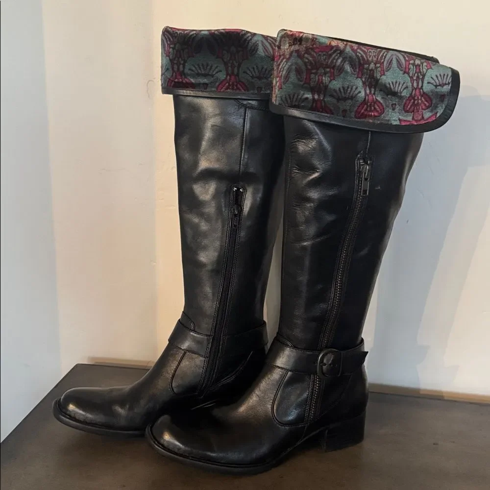 Crown by Born Women's Black Leather Over the Knee-High Boots Riding Size 6.5 New
